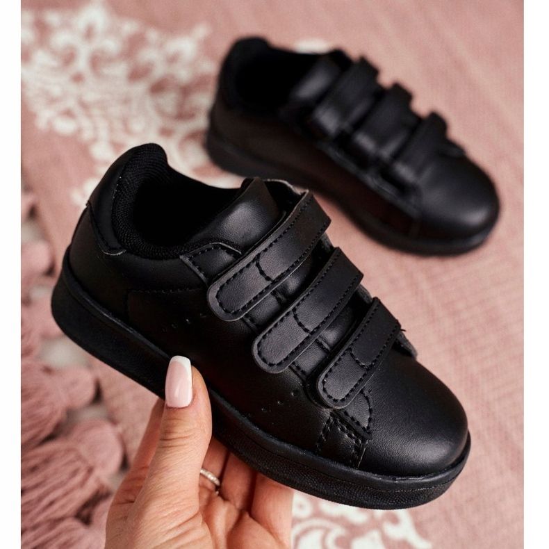 FRROCK Chaussures de sport Enfant Jeunesse Noir Fifi avec Velcro le noir 1