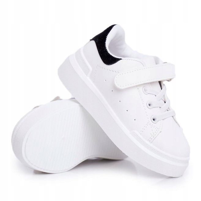 FRROCK Chaussures de sport pour enfants avec Velcro Blanc Bilbo noir 1