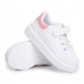 FRROCK Chaussures de sport pour enfants avec velcro blanc et rose Bilbo 1