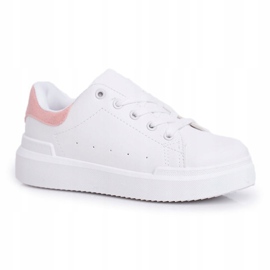FRROCK Chaussures de sport pour enfants avec velcro blanc et rose Bilbo 2
