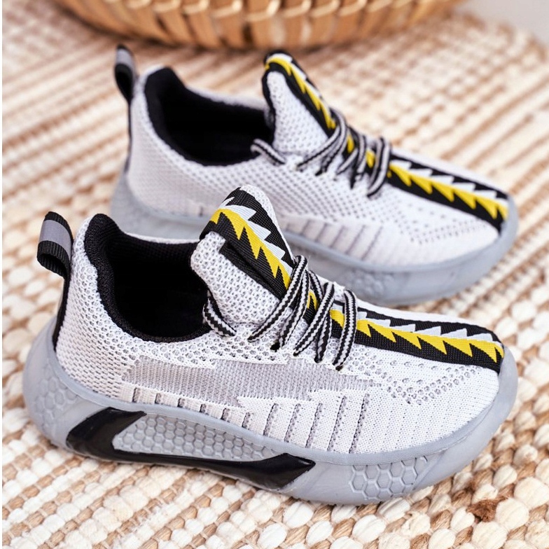 FRROCK Chaussures de sport pour enfants gris et blanc point 2