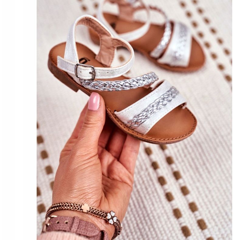 FRROCK Sandales Kremo argentées pour enfants gris 2