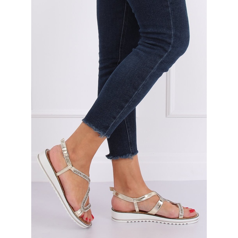 Sandales dorées asymétriques ZY178 L.GOLD d'or 2