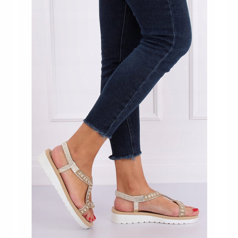 Sandales dorées pour femmes HD-129 Gold 2