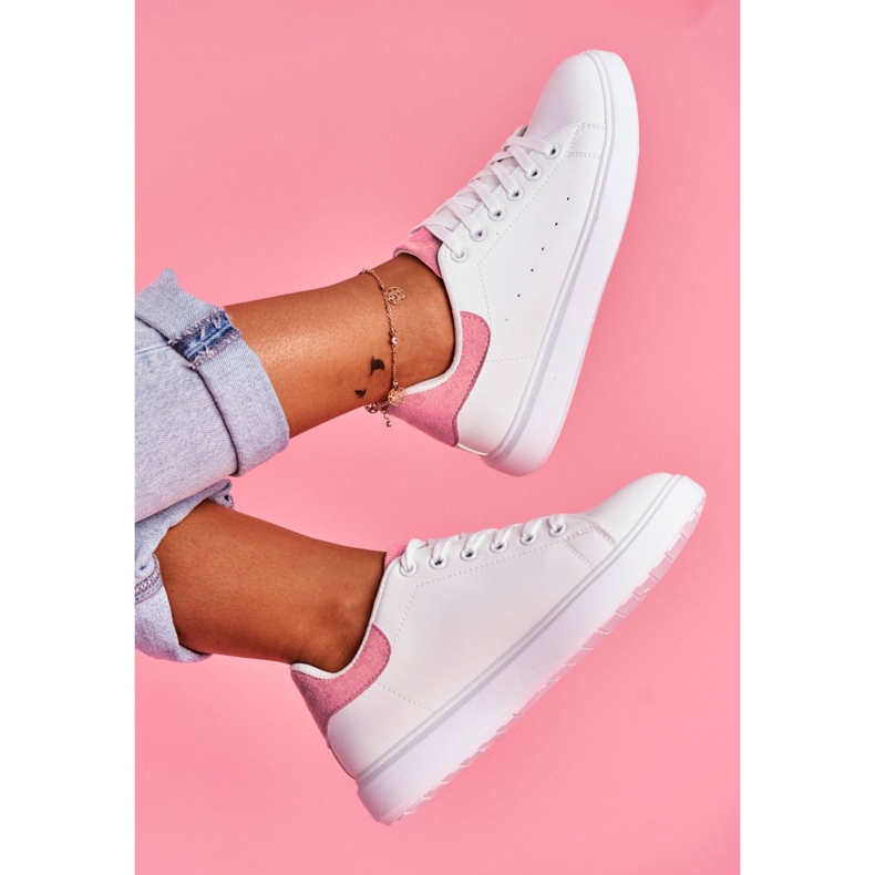 SEA Chaussures de sport pour femmes blanches à talon rose Milly 2
