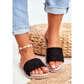 FRJ Pantoufles Classiques Pour Femmes En Daim Noir Look At Me 2