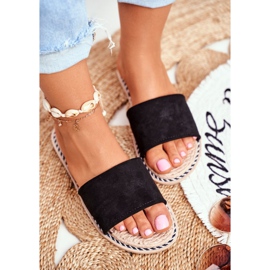 FRJ Pantoufles Classiques Pour Femmes En Daim Noir Look At Me 1