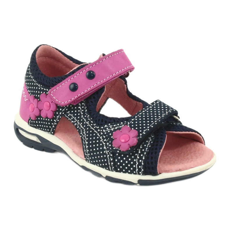 Sandales velcro Ren But bleu marine rose blanche 1