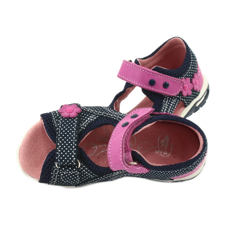 Sandales velcro Ren But bleu marine rose blanche 4