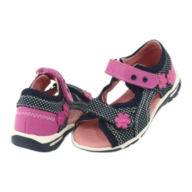 Sandales velcro Ren But bleu marine rose blanche 3