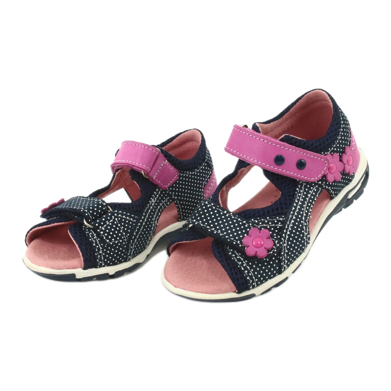 Sandales velcro Ren But bleu marine rose blanc 2