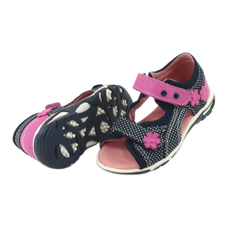Sandales velcro Ren But bleu marine rose blanc 5
