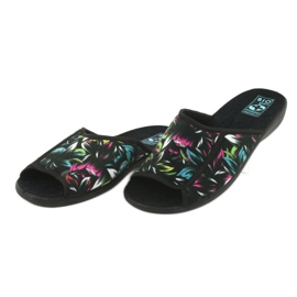 Chaussons femme fleurs Adanex 24301 le noir bleu rose vert 3