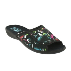 Chaussons femme fleurs Adanex 24301 le noir bleu rose vert 1