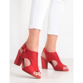 Weide Sandales construites en daim rouge 2