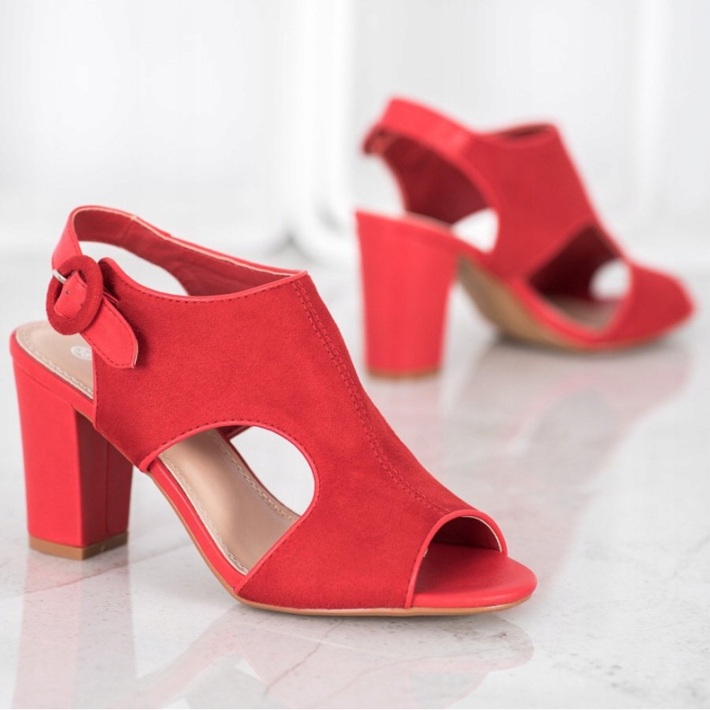 Weide Sandales construites en daim rouge 1