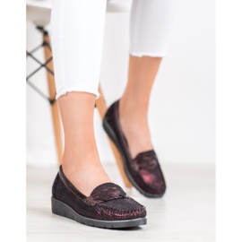 SHELOVET Mocassins en textile rouge 2