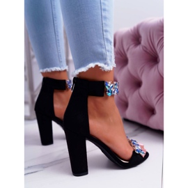 Lu Boo Sandales Noires Strass Daim Lambada le noir 3