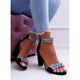 Lu Boo Sandales Noires Strass Daim Lambada le noir 4