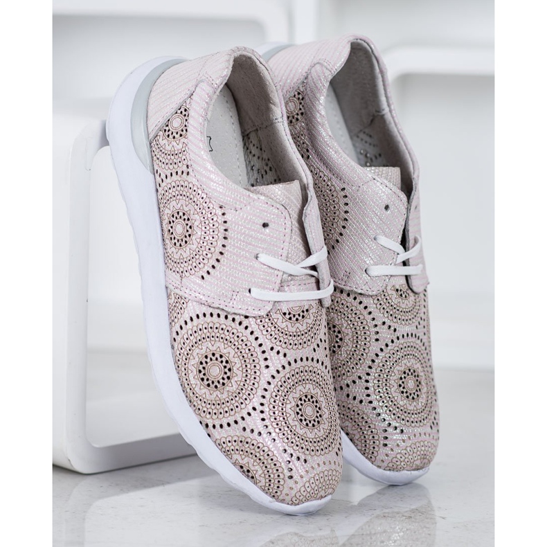 Filippo Chaussures de sport en cuir rose 2