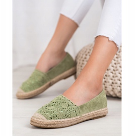 Small Swan Espadrilles En Daim Avec Dentelle vert 4