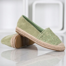 Small Swan Espadrilles En Daim Avec Dentelle vert 2