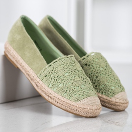 Small Swan Espadrilles En Daim Avec Dentelle vert 3