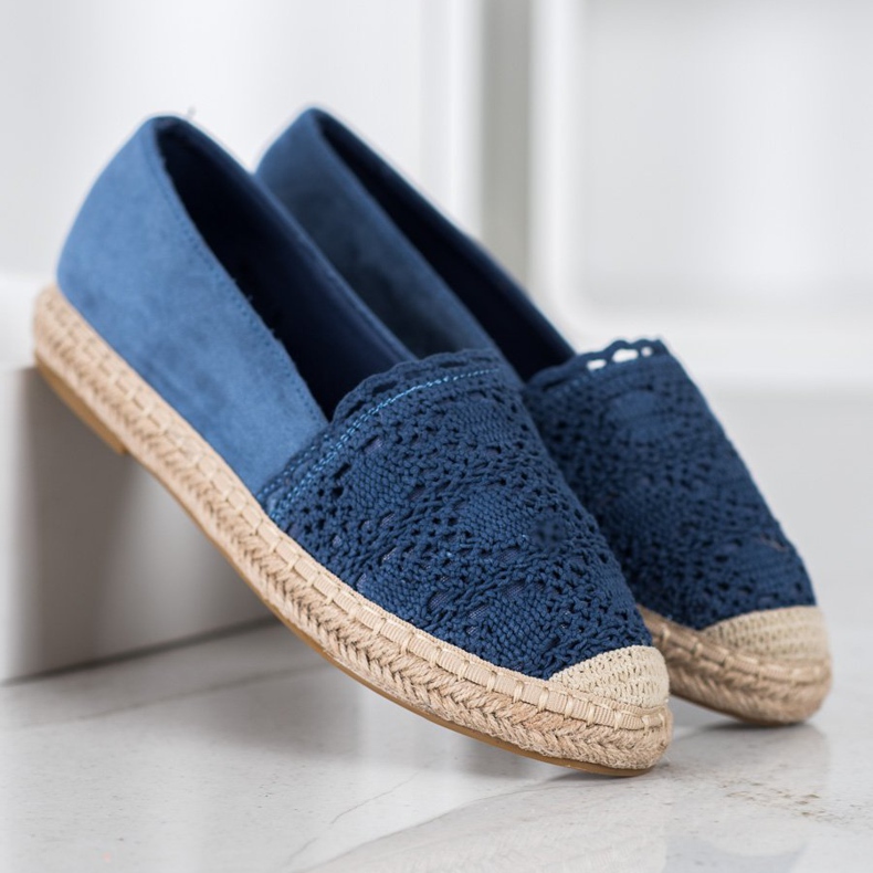 Small Swan Espadrilles En Daim Avec Dentelle bleu 2