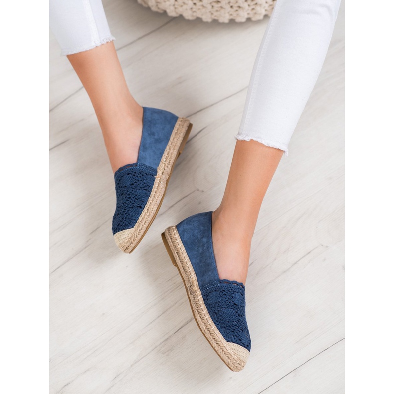 Small Swan Espadrilles En Daim Avec Dentelle bleu 1