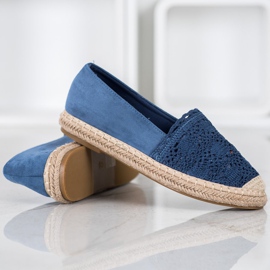 Small Swan Espadrilles En Daim Avec Dentelle bleu 3