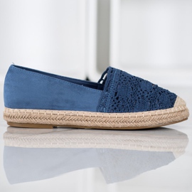 Small Swan Espadrilles En Daim Avec Dentelle bleu 4