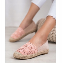 Small Swan Espadrilles En Daim Avec Dentelle rose 4