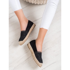 Small Swan Espadrilles En Daim Avec Dentelle noir 2