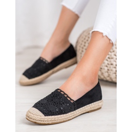 Small Swan Espadrilles En Daim Avec Dentelle noir 1