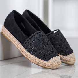 Small Swan Espadrilles En Daim Avec Dentelle le noir 3