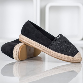 Small Swan Espadrilles En Daim Avec Dentelle le noir 4