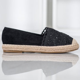 Small Swan Espadrilles En Daim Avec Dentelle le noir 5