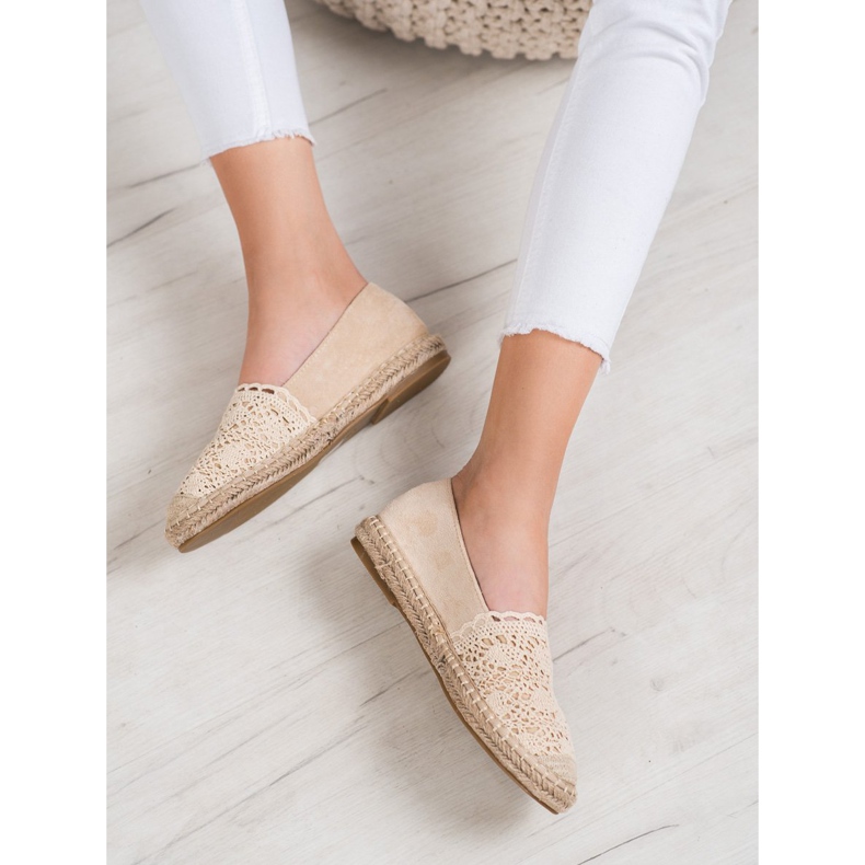 Small Swan Espadrilles En Daim Avec Dentelle brun 2