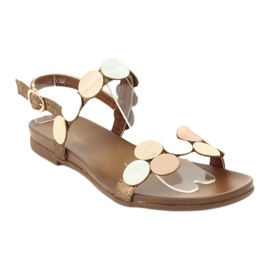 M.Daszyński Sandales roues dorées Daszyński MR1958-1 brun argent 1