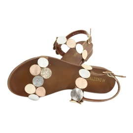 M.Daszyński Sandales roues dorées Daszyński MR1958-1 brun argent 4