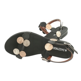 M.Daszyński Sandales noires avec anneaux dorés Daszyński MR1958-1 jaune 4