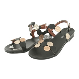 M.Daszyński Sandales noires avec anneaux dorés Daszyński MR1958-1 jaune 3