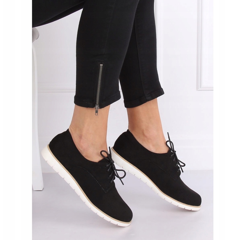 Noir Mocassins femme à lacets T297 Noir 1