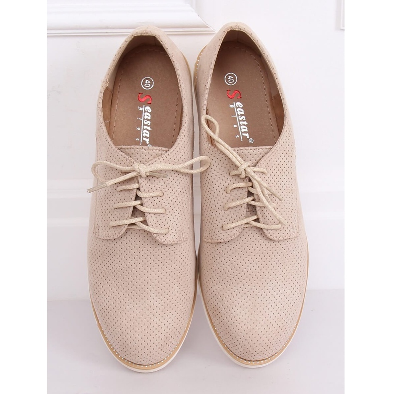 Mocassins femme beiges à lacets T297 Beige 1