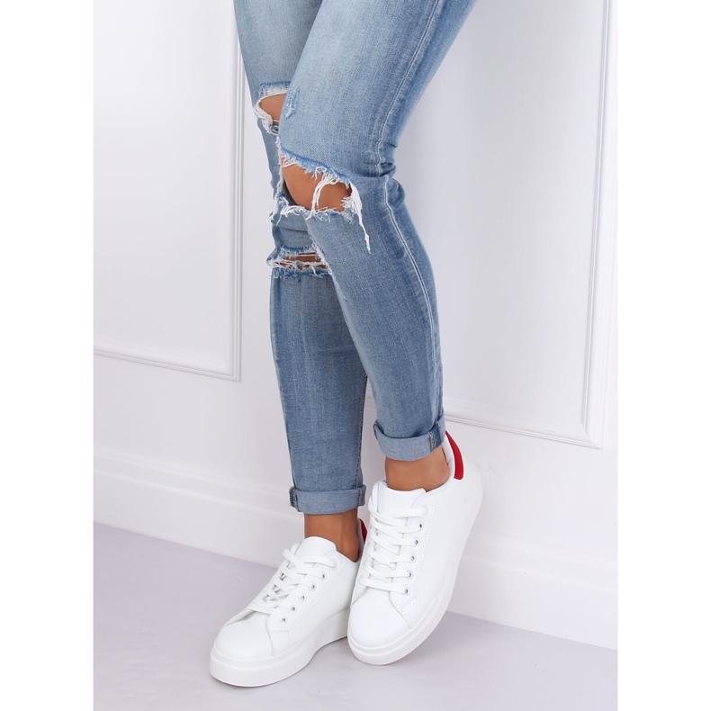 Baskets femme blanches 85-428 BLANC / ROUGE 2