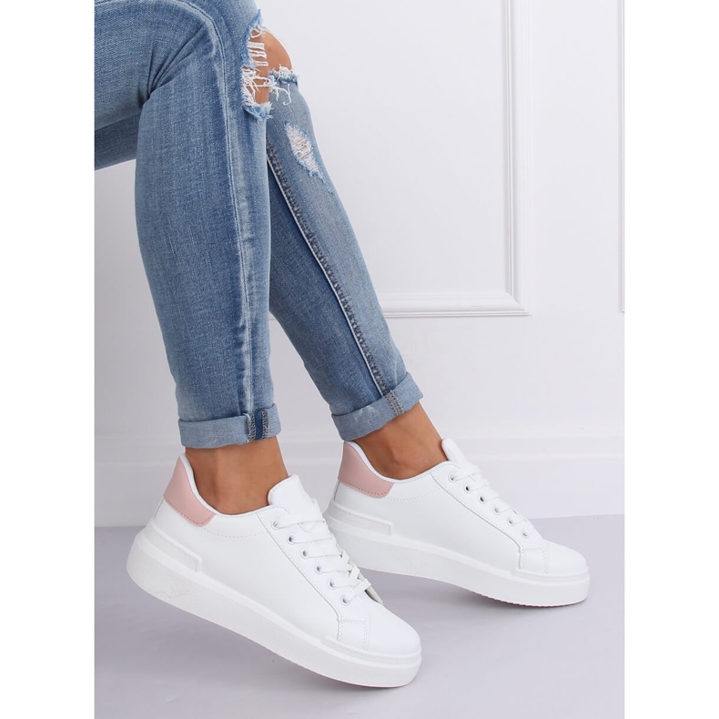 Baskets femme blanches 85-428 BLANC / ROSE 2