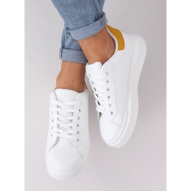 Baskets femme blanches 85-428 BLANC / JAUNE 2
