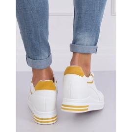 Blanc HY-231 Baskets compensées jaunes blanche 2