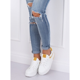 Blanc HY-231 Baskets compensées jaunes blanche 1