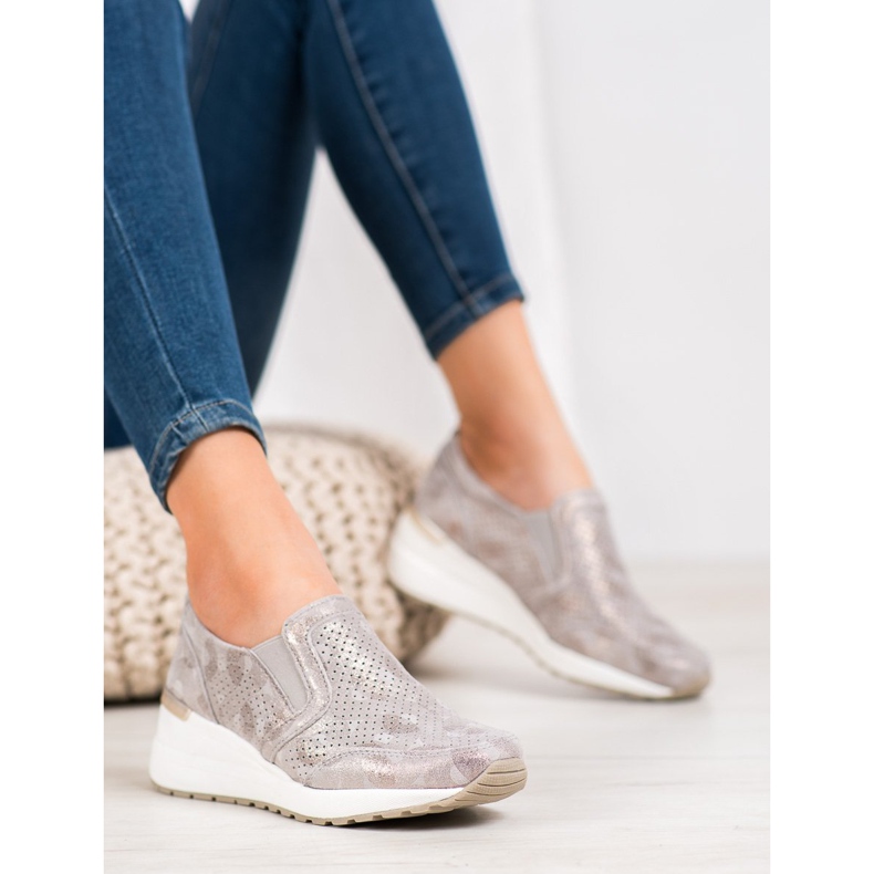 Filippo Slipons en cuir ajouré brun jaune 1